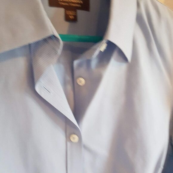 DENVER HAYES Classic Fit  Stretch BLUE Button Up Blouse 3/4 Sleeve & Cuff… - Picture 11 of 13
